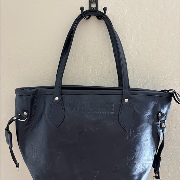 (Troy Pierre) Chic Blue Leather Tote Bag - Picture 2 of 10